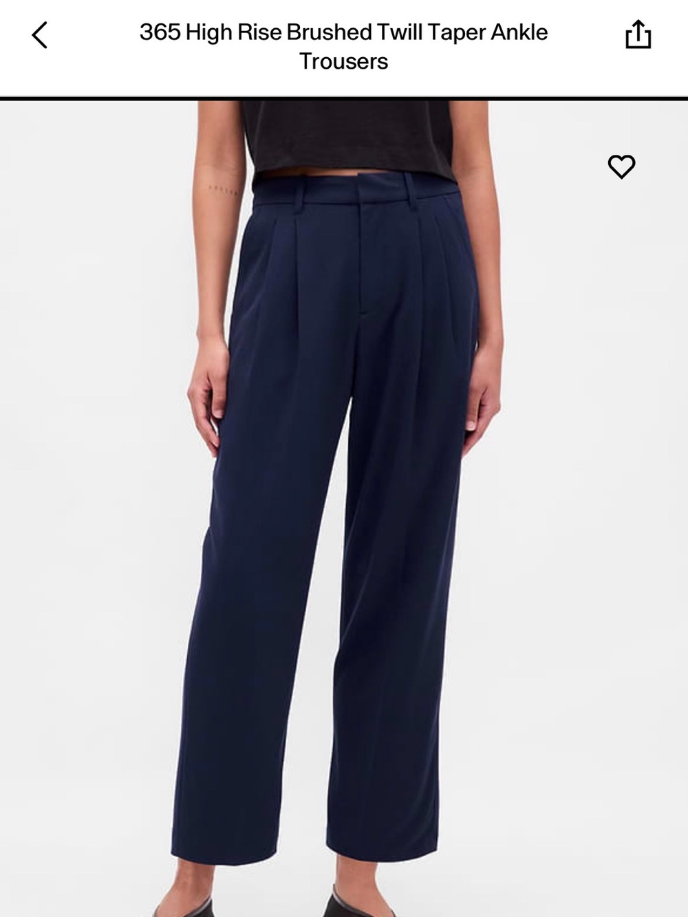 High-Rise Brushed Twill Tapered Ankle Trousers - BLACK